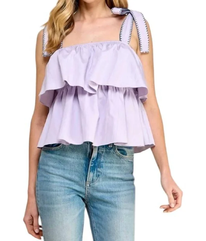 Style Without Limits Tiered Ruffle Top In Lavender