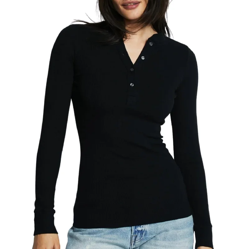 Gift Ideas Henri Henley Top In Black