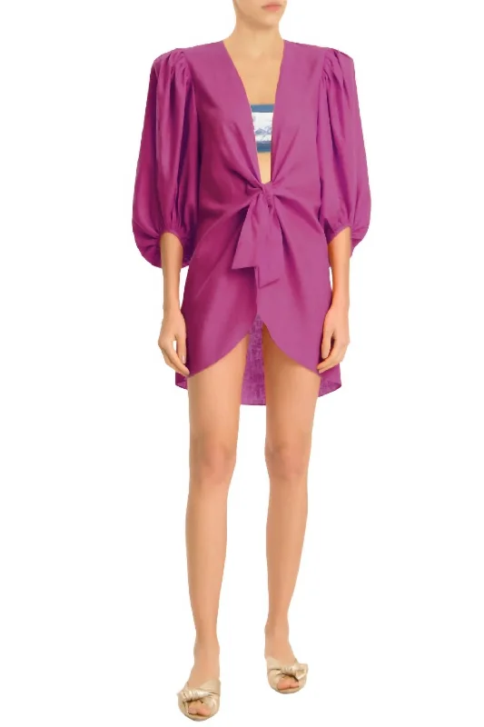 Dive Into Trendy Styles Solid Shirt With Voluminous Sleeve In Fuchsia