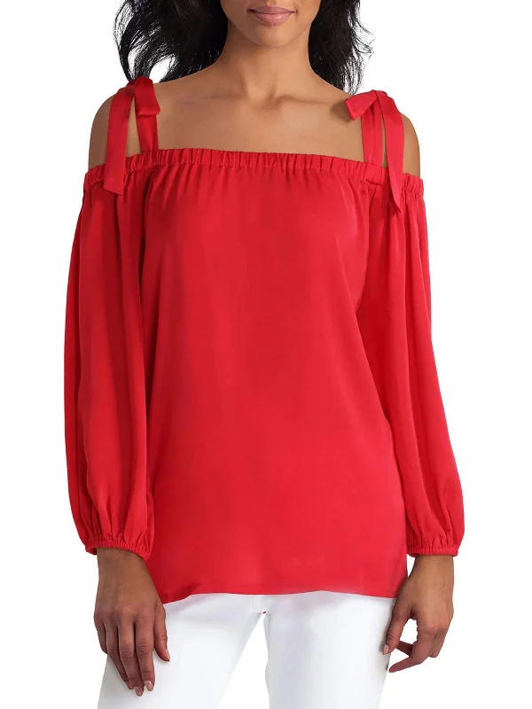 Massive Selection Sale Womens Square Neck Off The Shoulder Peasant Top