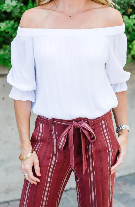 Seize Bargains Soak Up The Sun Peasant Top In White