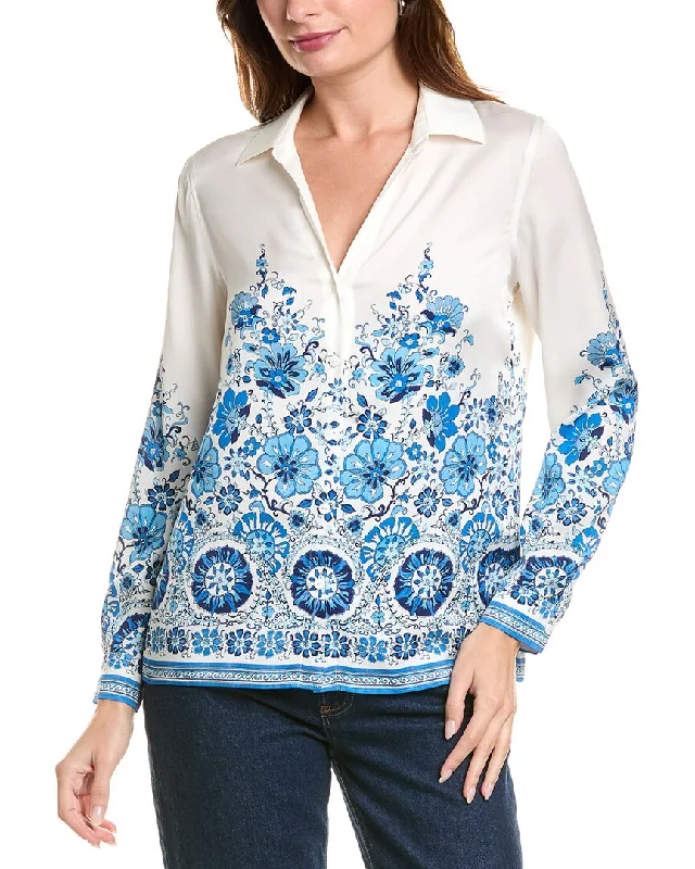 Elevated Casual Discounts Elie Tahari Cascade Garden Silk-Blend Shirt