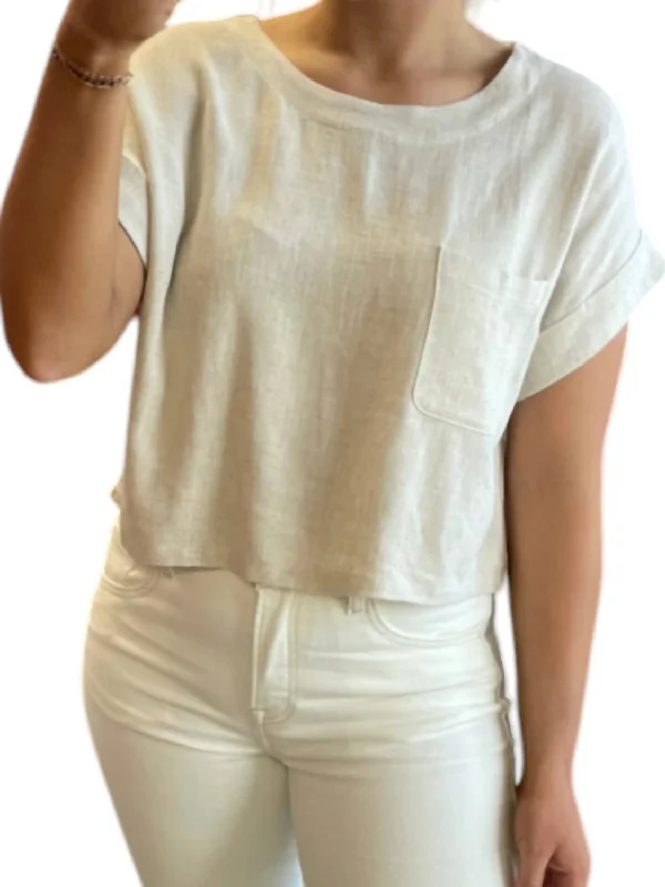 Urban Fashion Boxy Linen Top In Oatmeal