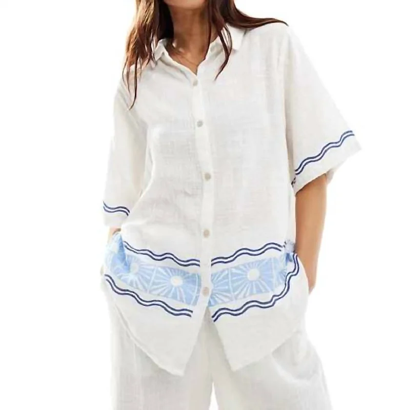 Best Deals Of The Season Santorini Sun Printed Shirt In White