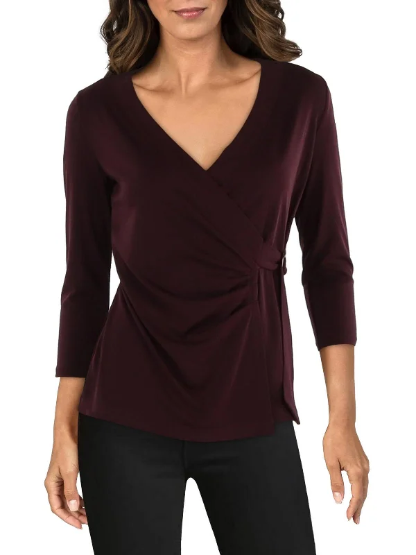 Chic Style, Always In Vogue Womens Polyester V-Neckline Wrap Top