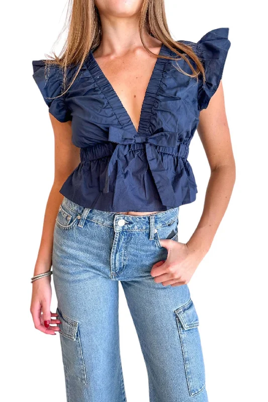 Limited Time Flash Sale Kirby Babydoll Top In Navy