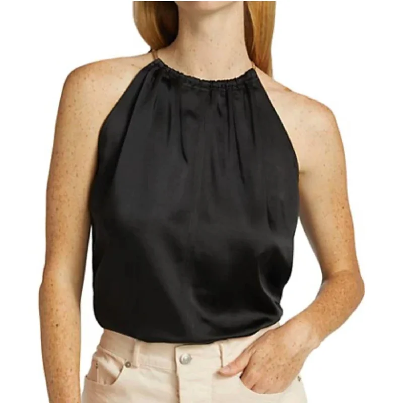 Casual Chic Daphne Halter Top In Black