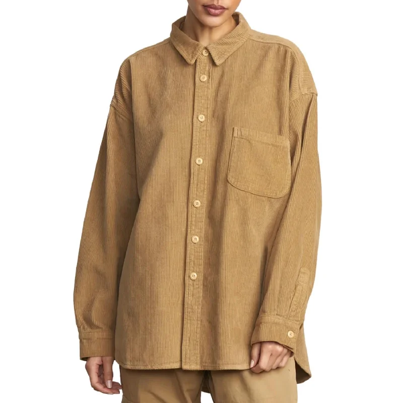 Massive Savings Imari Oversized Corduroy Shirt In Safari