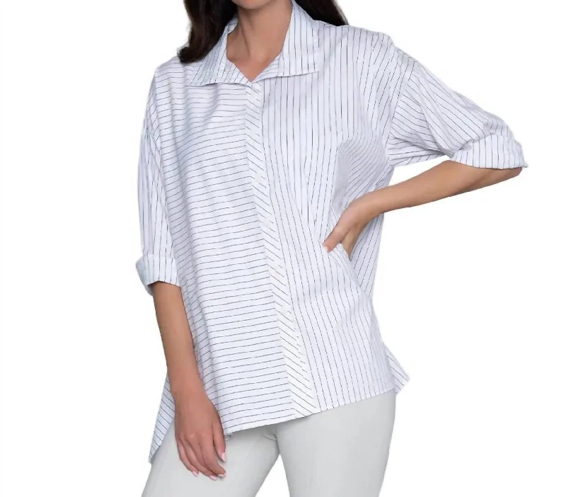 Catch Every Fashion Trend Attitude Shirt In White Yarn Dye Stripe