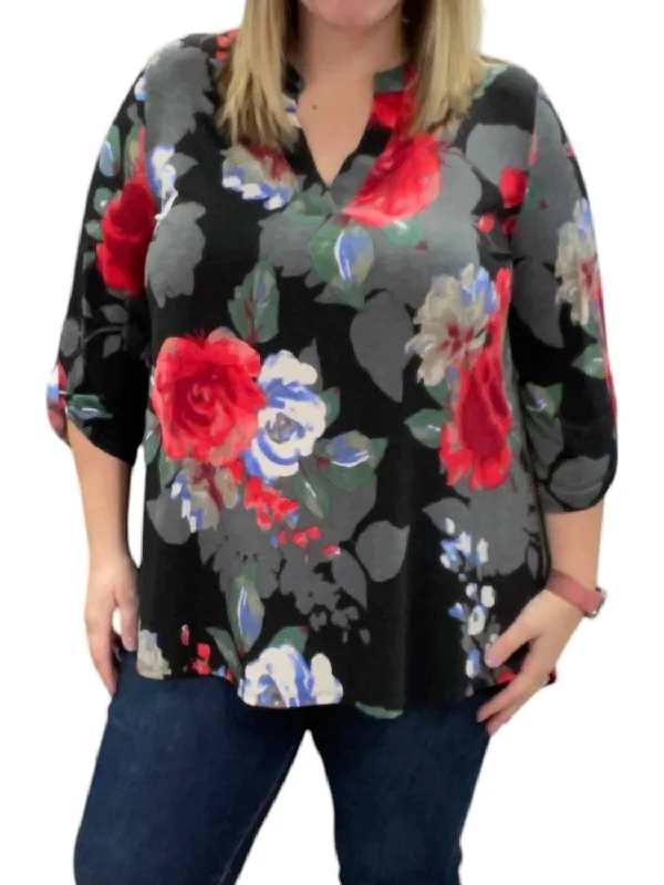 Bold Style Discounts Floral Gabby Top In Multi Color