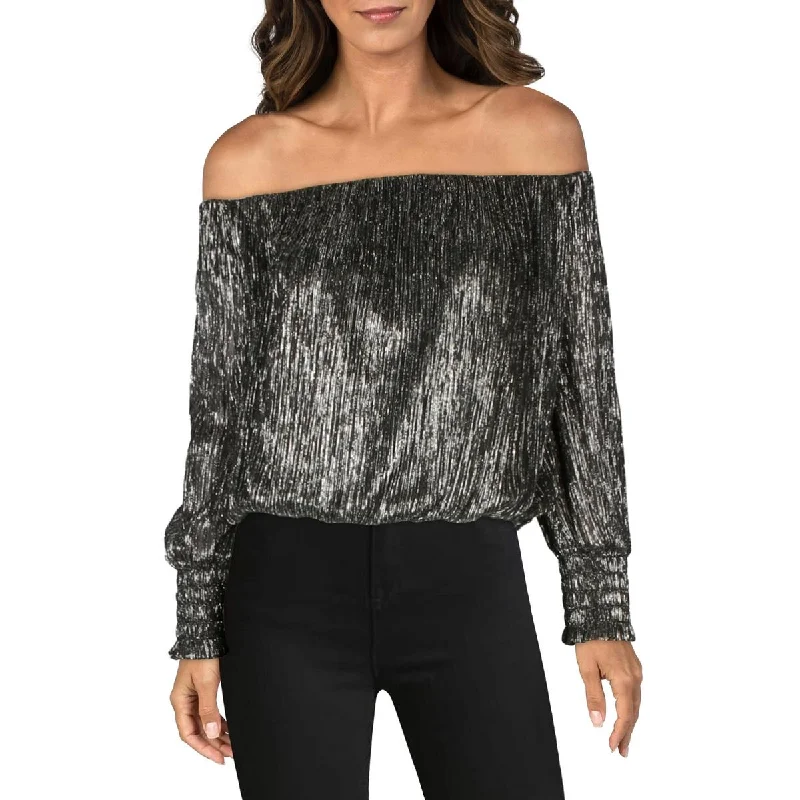 Fashion Forward, Function First Womens Shirred Off-The-Shoulder Off The Shoulder