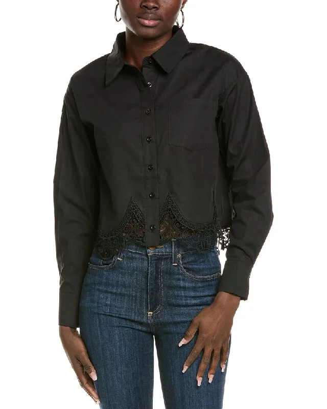 Explore What's New Gracia Lace Hem Button-Down Shirt