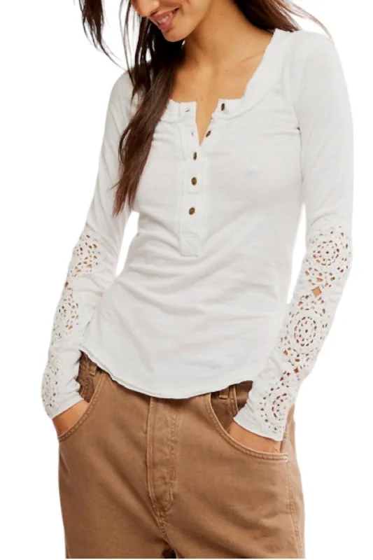 Flash Sale Now Our Song Henley Cuff Top In Ivory