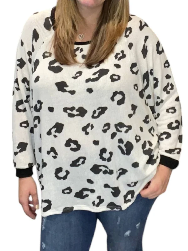 Affordable Luxury Fashion Animal Print Waffle Shirt In Black/white