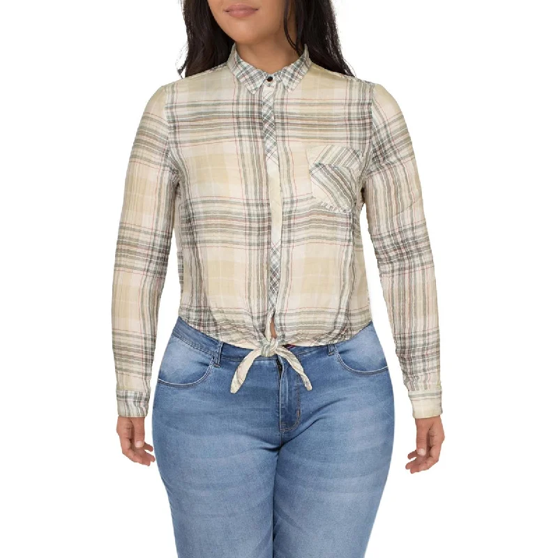 Exclusive Sale Womens Plaid Button Casual Top