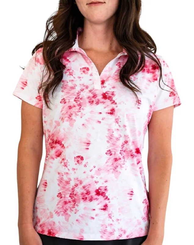 Limited Stock, Big Sale Women's Golf Polo In Sakura Tie Dye