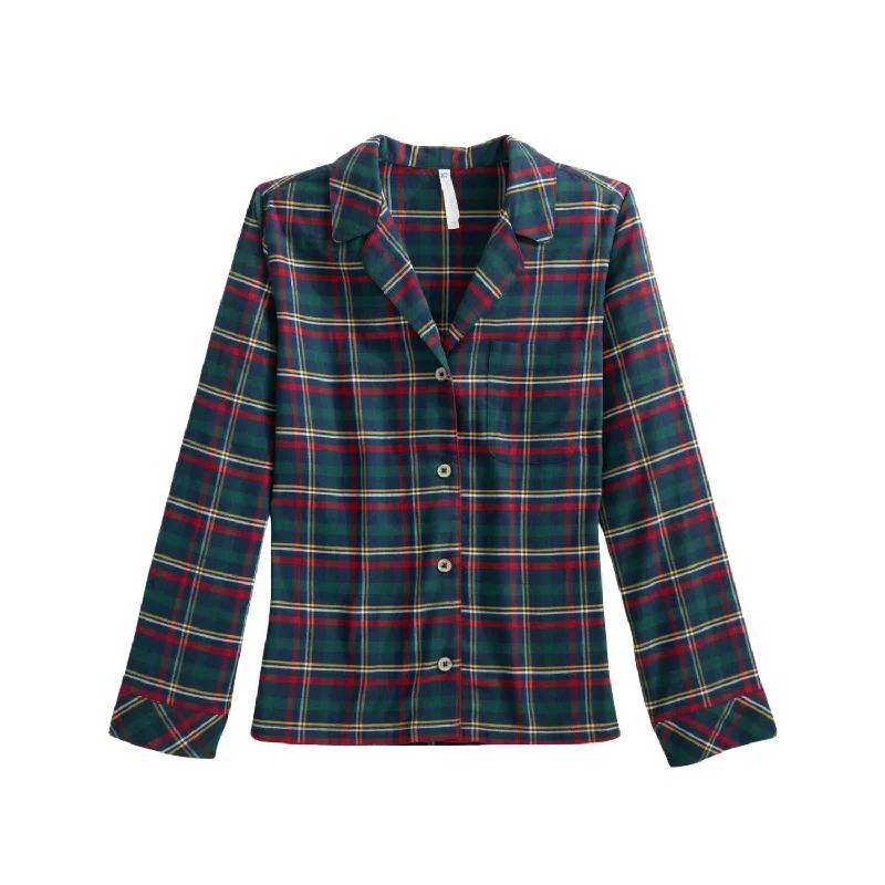 Best Deals Of The Season Women's Partridgeberry Plaid Lounge Shirt In Dress Blue