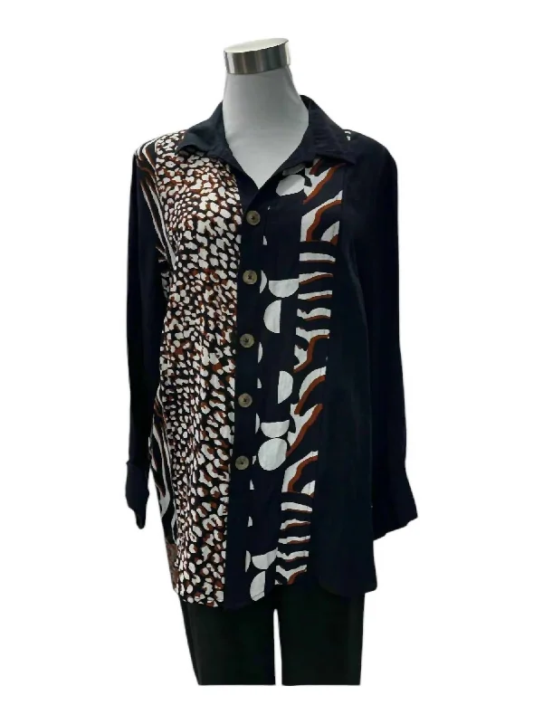 Gift Ideas Women's Turn-Up Cuff Button Front Shirt In Multicolor