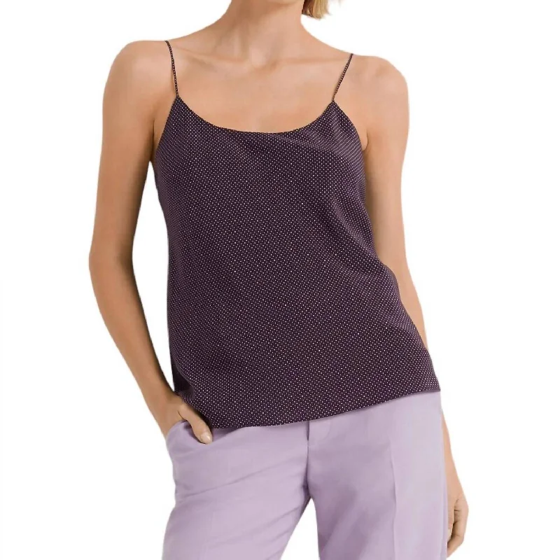 Chic Styles Women's Polka Dot Silk Chemise Top In Purple