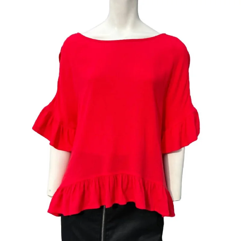 Fashion Frontiers Red Flutter Top