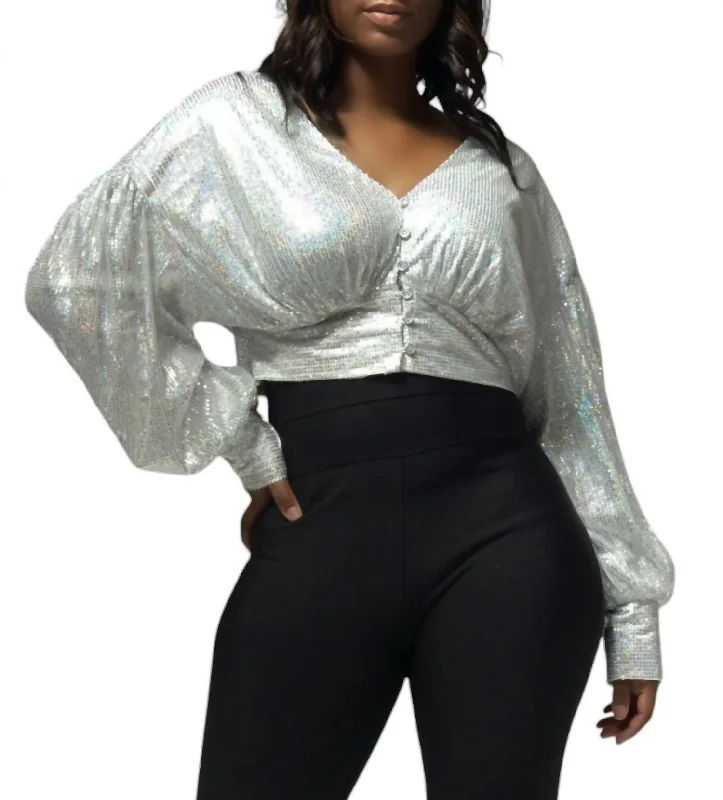 Glamorous Fashion Offers Sequin Top In Silver