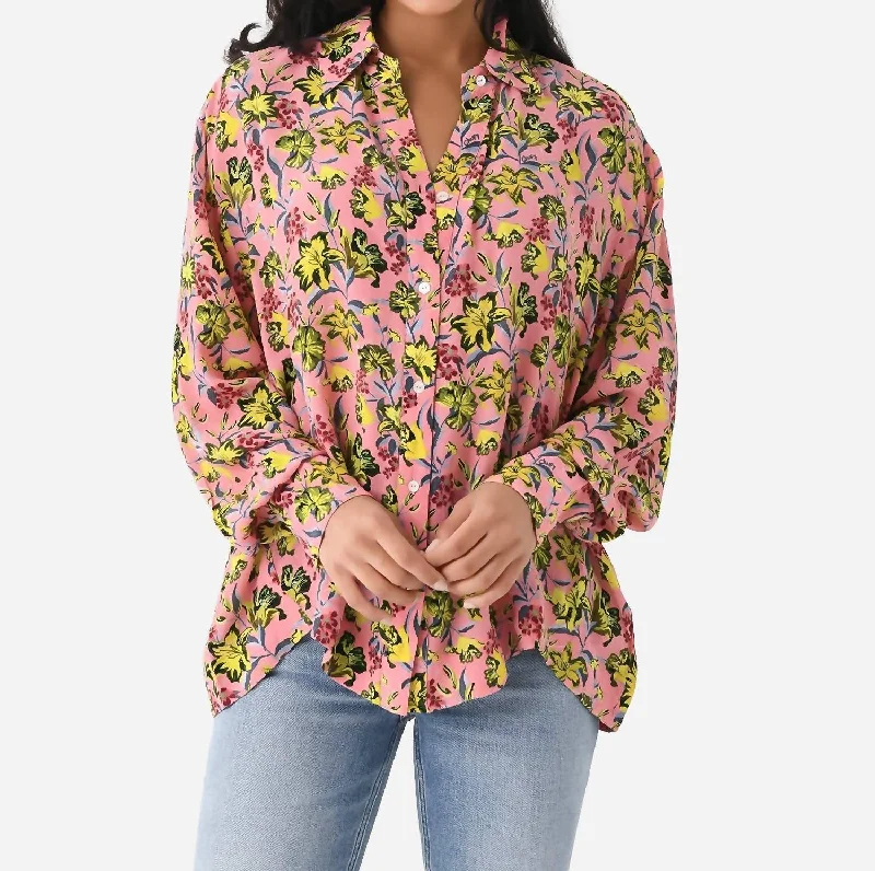 Holiday Glam Joyce Silk Shirt In Fanny Yellow