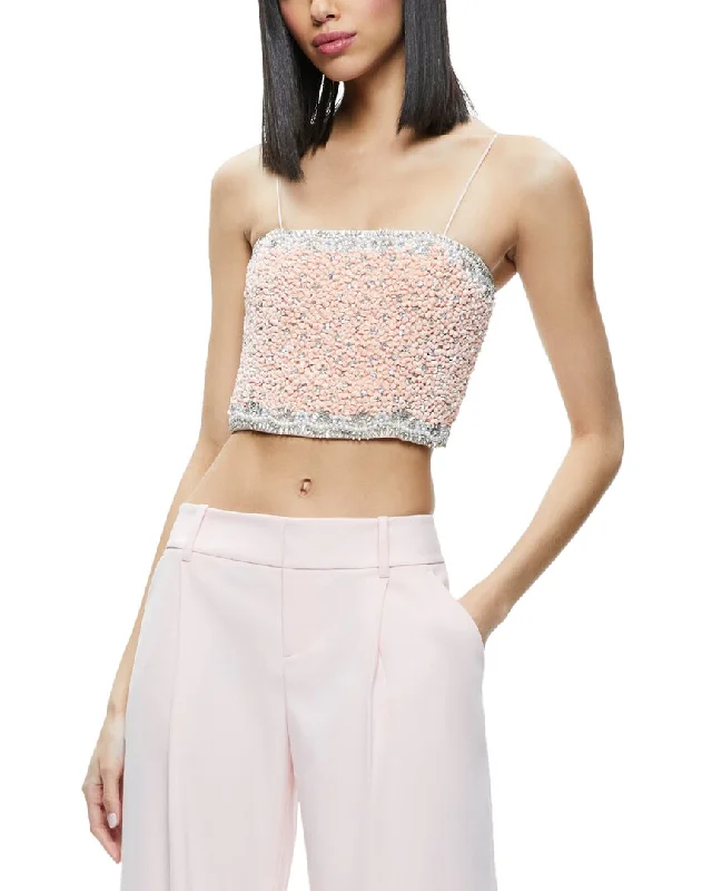 Season Offer alice + olivia Ceresi Embellished Spaghetti Strap Top