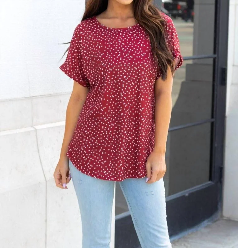 Chic And Edgy Emma Dot Top In Red