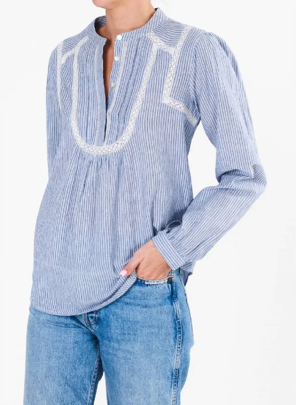 Comfort Meets Fashion Adley Top In Blue And White Striped