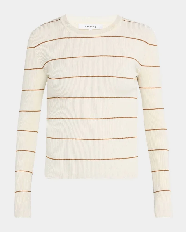 Flash Sale Now Striped Rib Crewneck Top In Camel