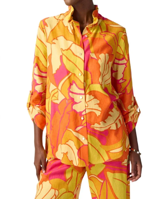 Fresh Fashion Discounts Tropical Print Shirt In Pink/multi