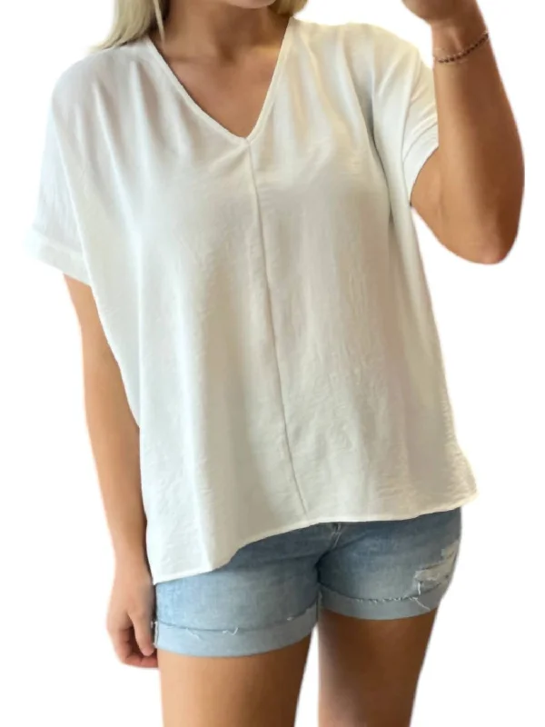 Stylish Deals V-Neck Woven Top In Ivory