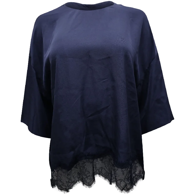 Bold Style Discounts Vince Lace Trim Top in Blue Triacetate