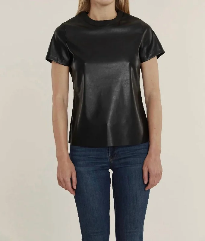 Style Revolution Faux Leather Shirt In Black