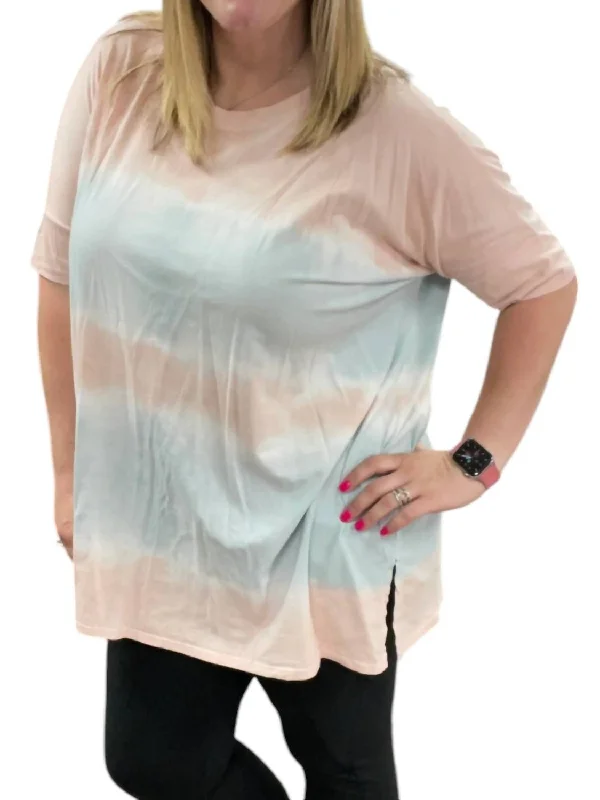 Unleash Your Style Oversized Tie Dye Top In Coral/grey