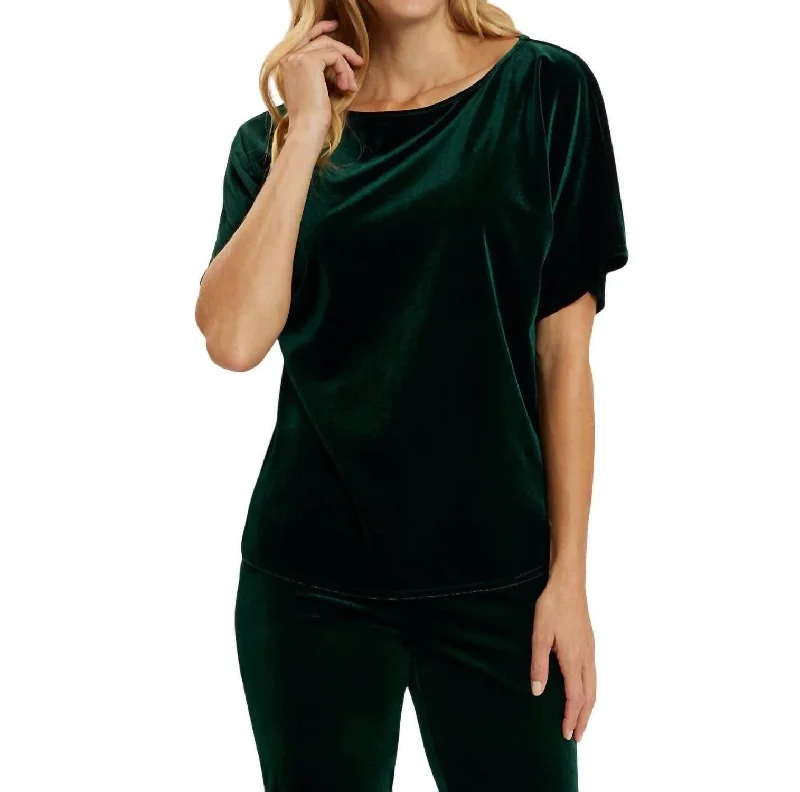 Street Chic Discounts Sophie Velvet Top In Palce Green