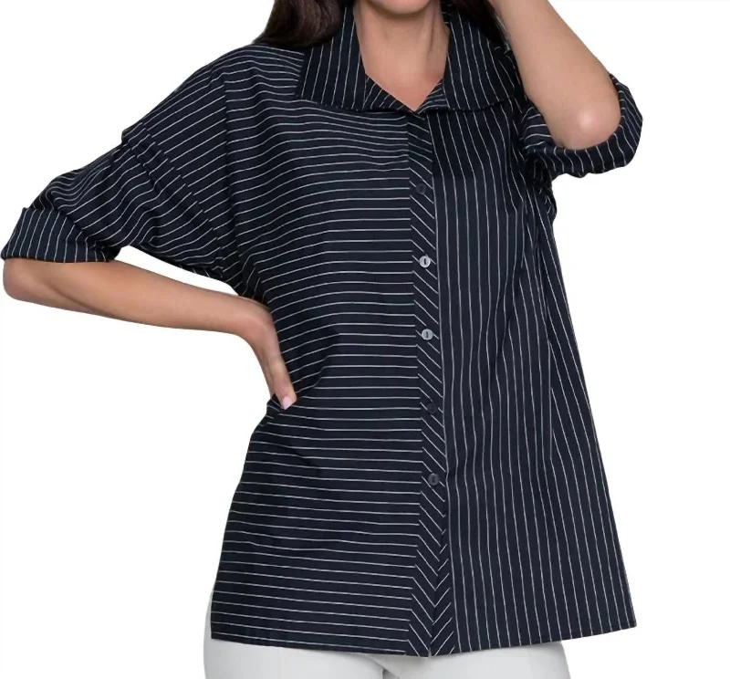 Flash Sale, Don't Miss Attitude Shirt In Black Yarn Dye Stripe