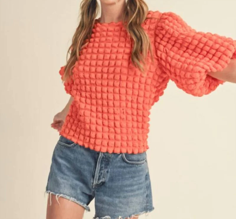 Limited Time Offer Oasis Textured Ballon Sleeve Top In Orange