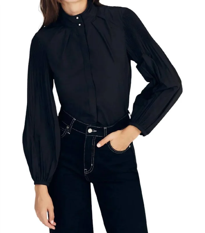 Limited Time Offer Lupa Pleated Sleeve Top In Black