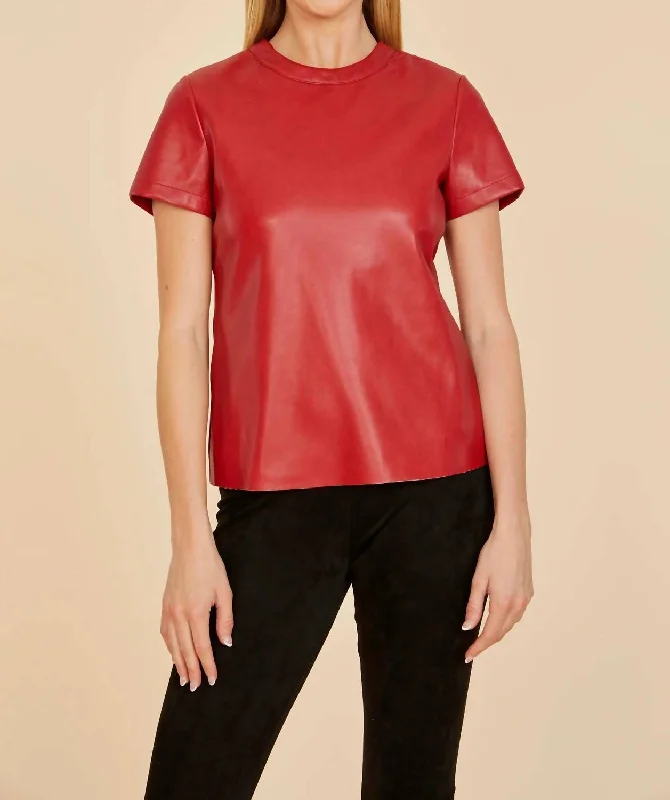 Fresh Styles, Fresh Deals Faux Leather Shirt In Red