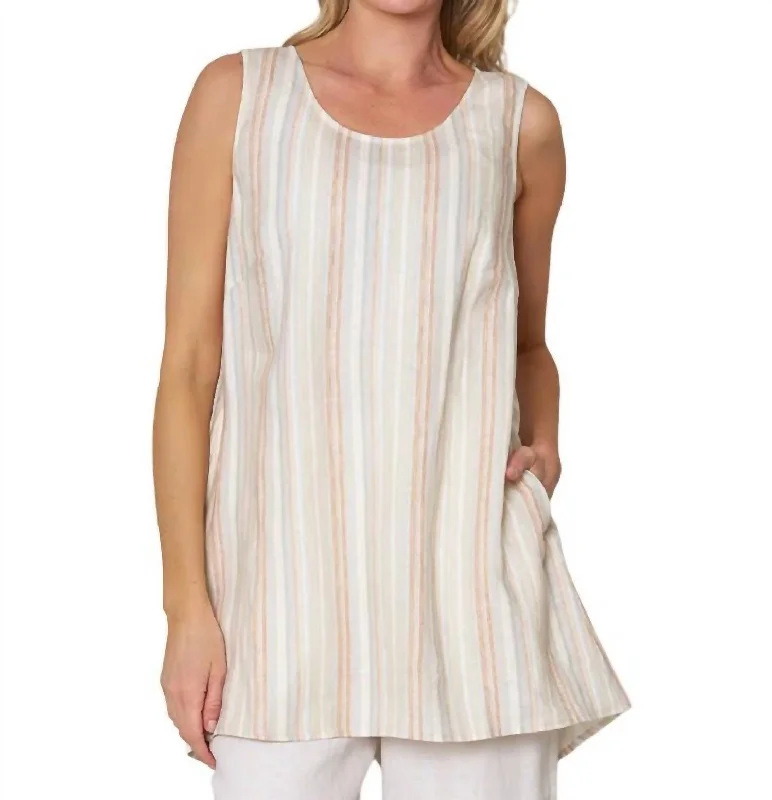 Comfortable Chic Striped Santorini Top In Yarn Dye Stripe