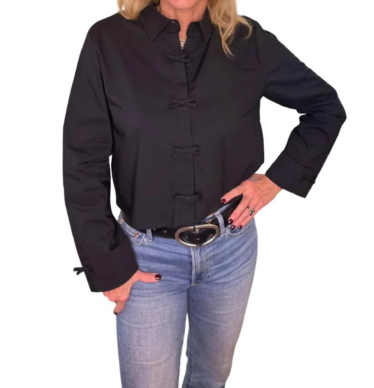 Chic Trend Collection Edith Bow Top In Black