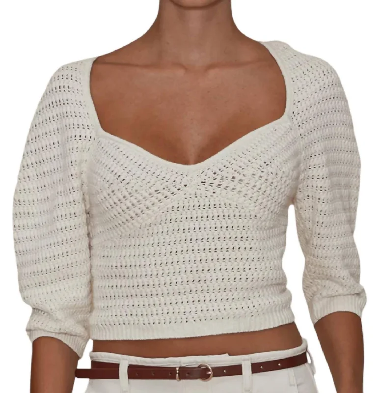 Inspired By You, Designed For You Linen Crochet Top In Sand