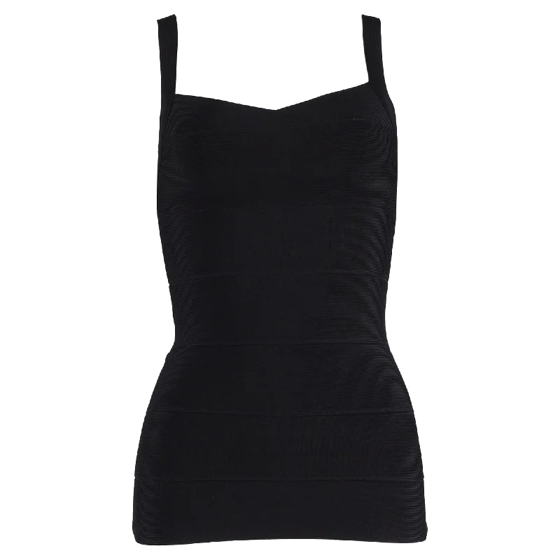 Everyday Elegance Sale Herve Leger Square Neck Bandage Top in Black Rayon