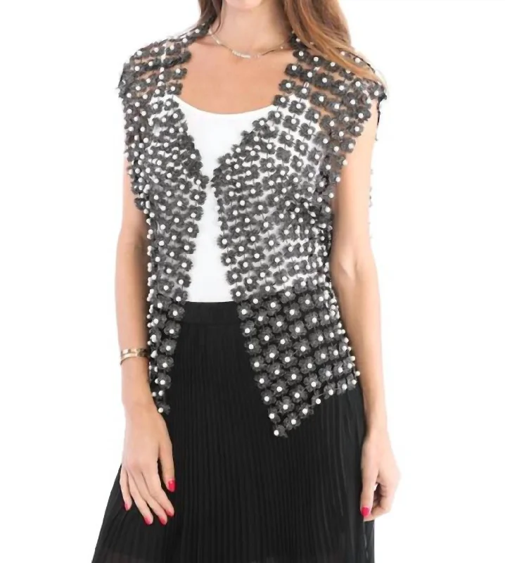 Additional Time-Limited Offers Floral Shell Pearl Capelet In Black