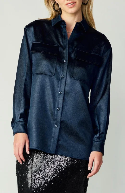 Forward Trendsetter Button Up Top In Navy