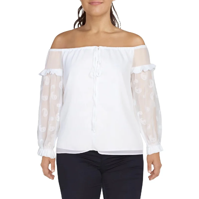 Laid-Back Fashion Offers Womens Embroidered Off the Shoulder Peasant Top