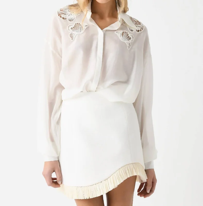 End-Of-Season Clearance Ainsley Embroidered Shirt In Off White