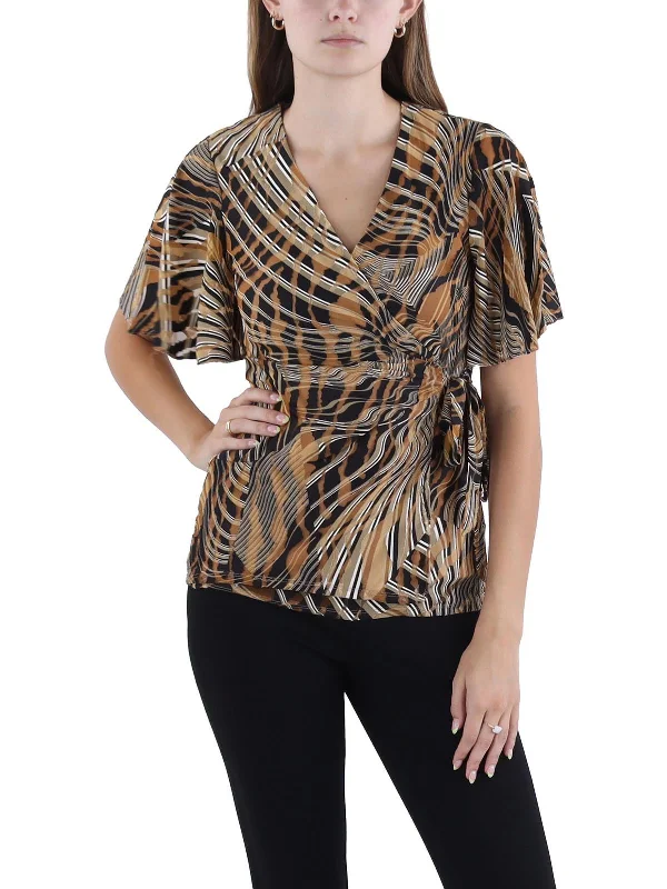 Sustainable Fashion Extravaganza Womens Shell Tie Front Wrap Top