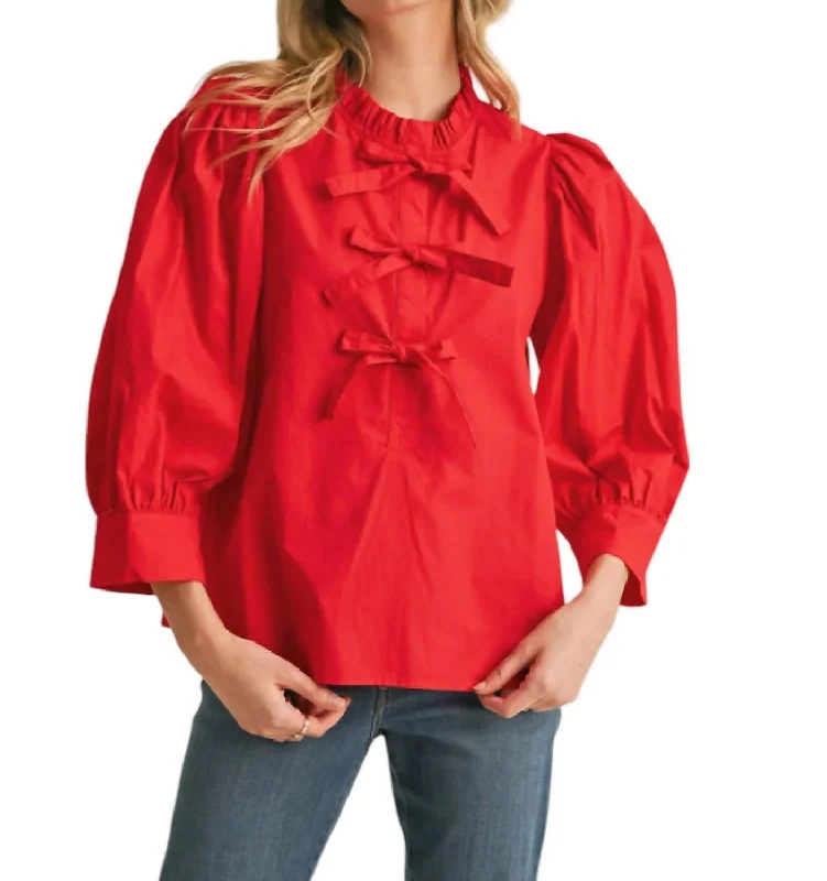 Bold Fashion Sales Solid Bow Ties Top In Red